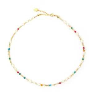Clover Gemstone and Pearl Necklace