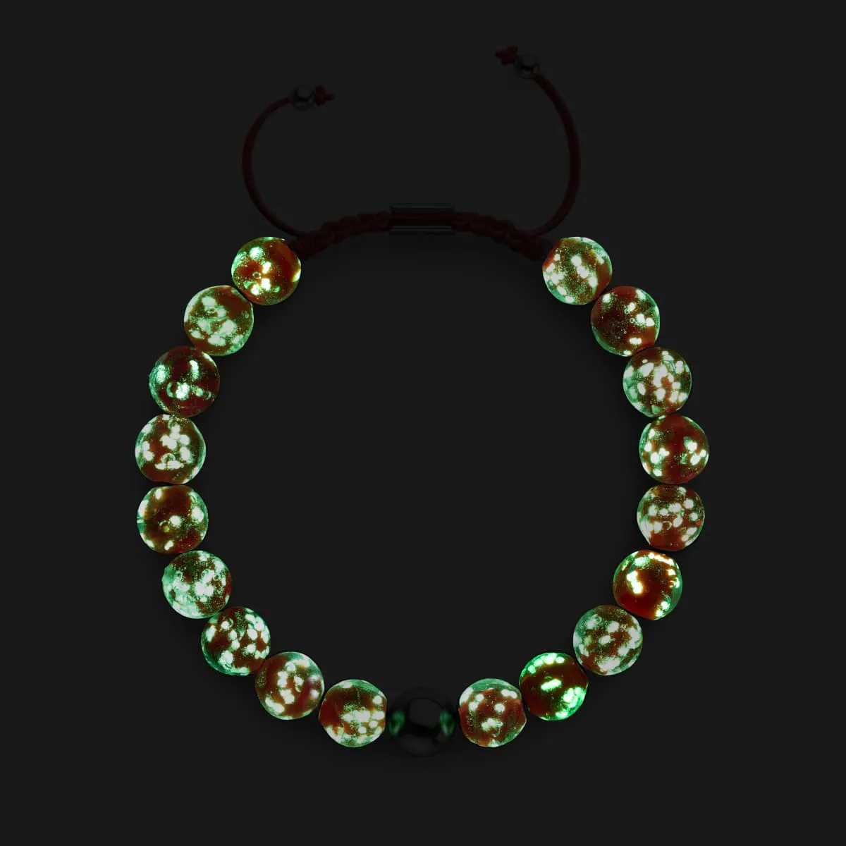 Crimson | Silver | Firefly Glass Macrame Bracelet