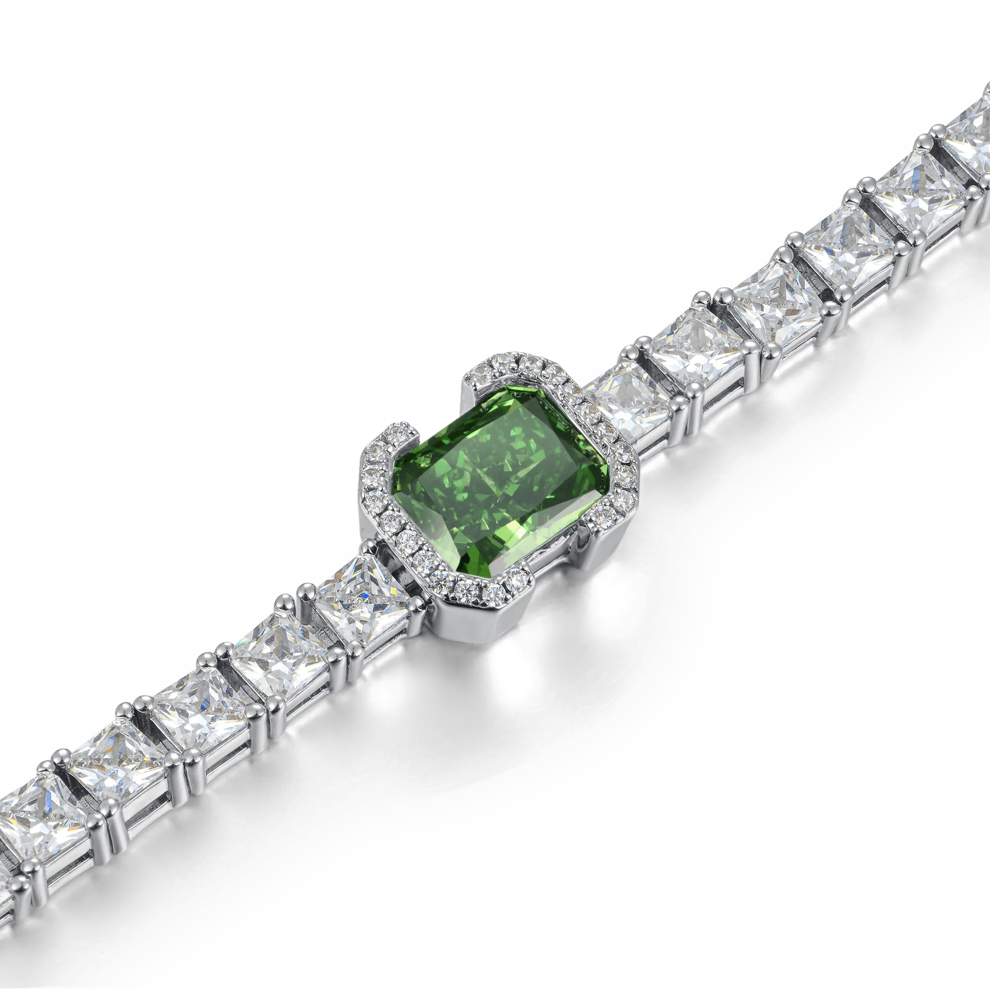 Crushed Ice Emerald Cut Tennis Bracelet - Fancy Green
