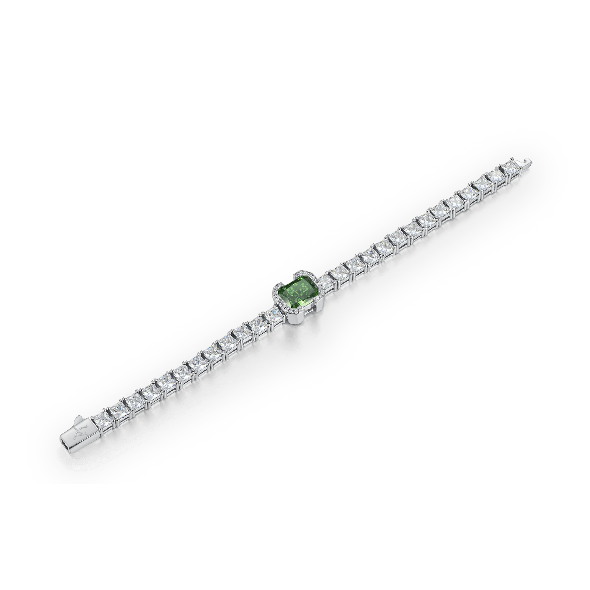 Crushed Ice Emerald Cut Tennis Bracelet - Fancy Green