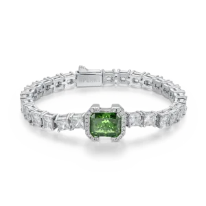 Crushed Ice Emerald Cut Tennis Bracelet - Fancy Green