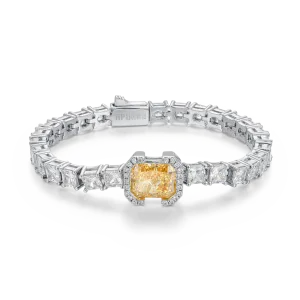 Crushed Ice Emerald Cut Tennis Bracelet - Fancy Yellow