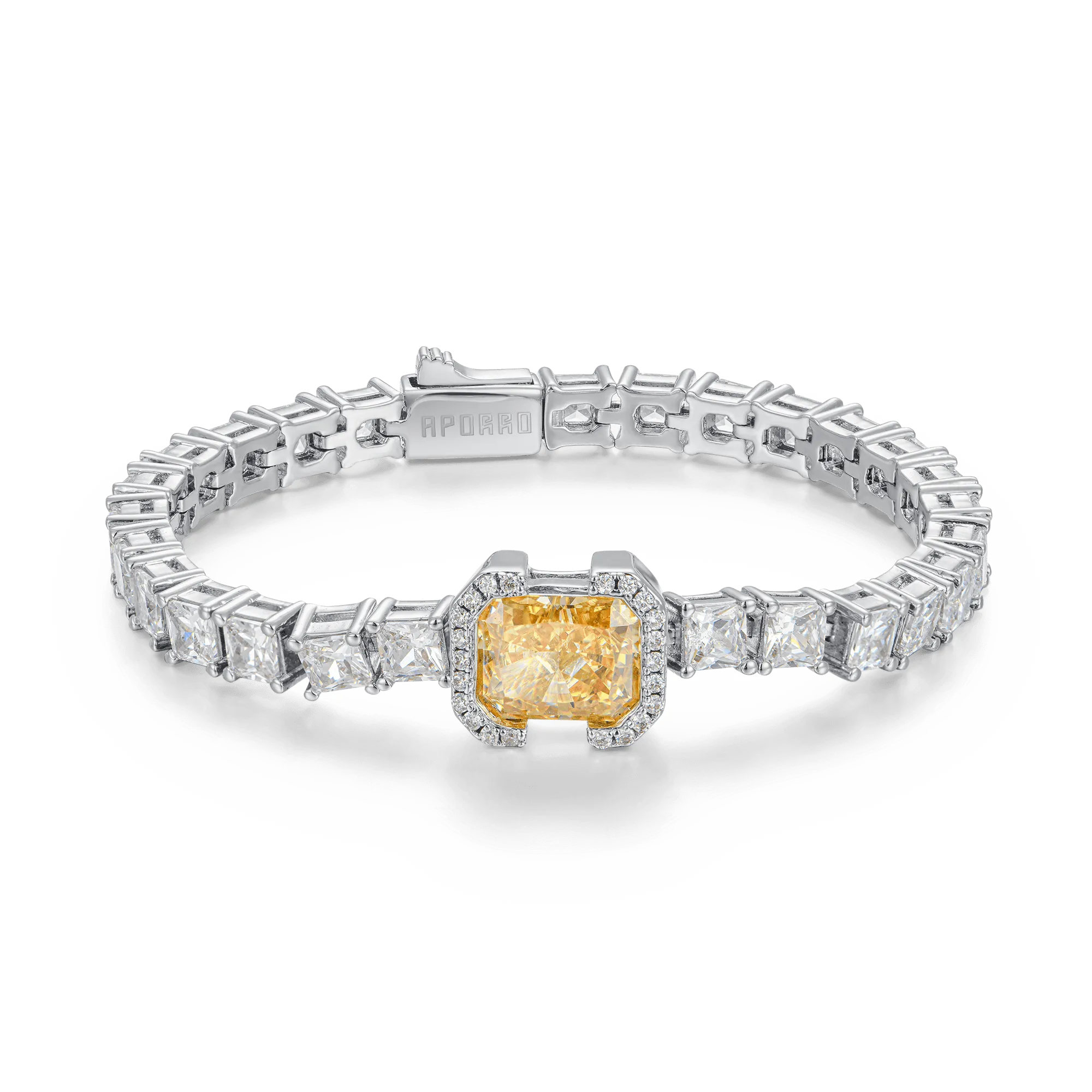 Crushed Ice Emerald Cut Tennis Bracelet - Fancy Yellow
