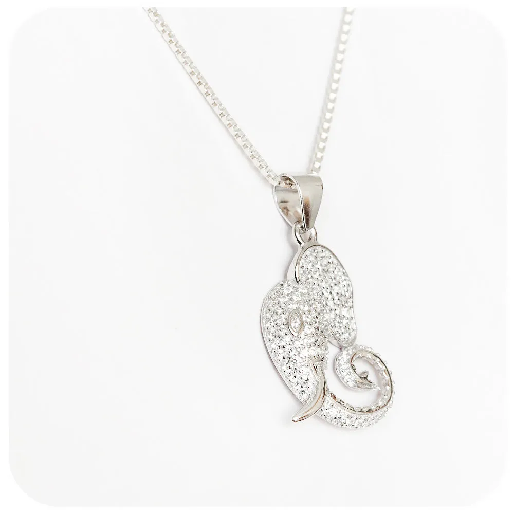 Dazzling Cubic Zirconia Elephant Head Pendant