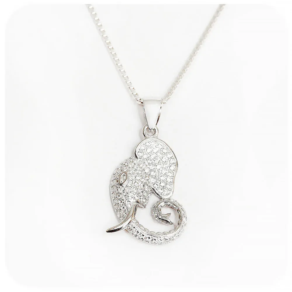 Dazzling Cubic Zirconia Elephant Head Pendant