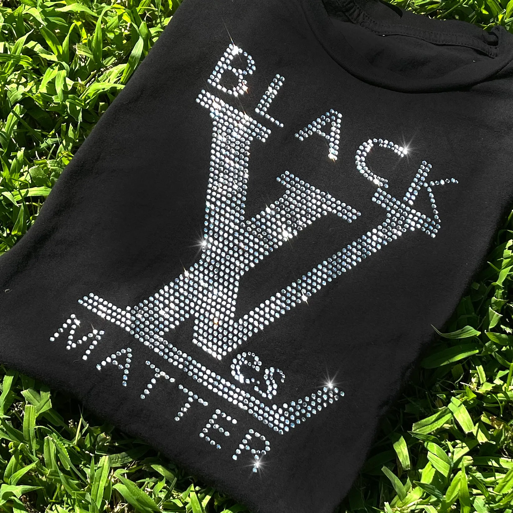 DAZZLING RHINESTONE Black Lives Matter Fashion Tee
