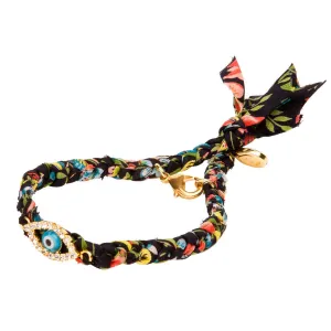 Diamante Evil Eye Lucky Charm Liberty Print Braid Bracelet