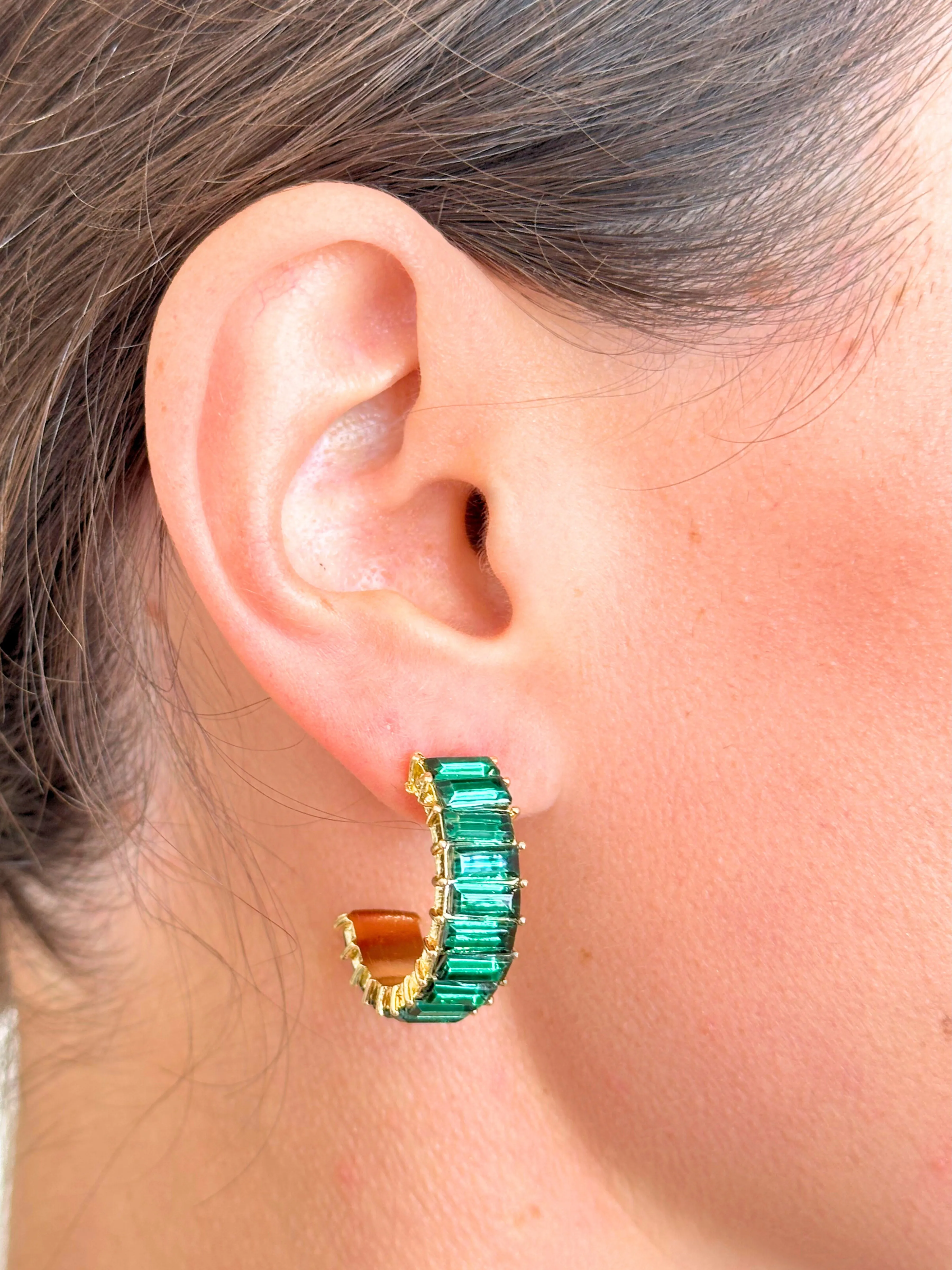 Diamante Hoop Earrings | Emerald