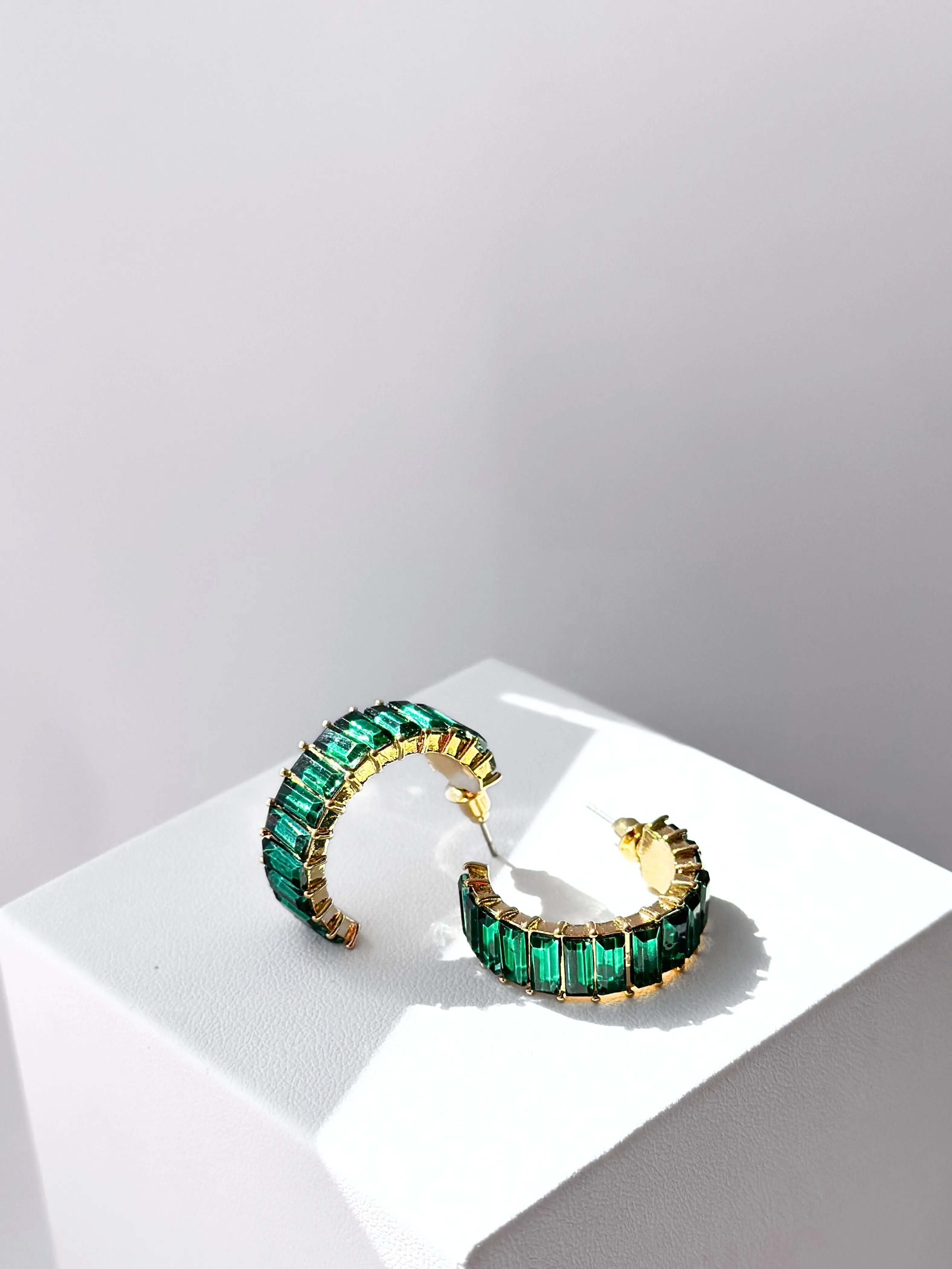 Diamante Hoop Earrings | Emerald