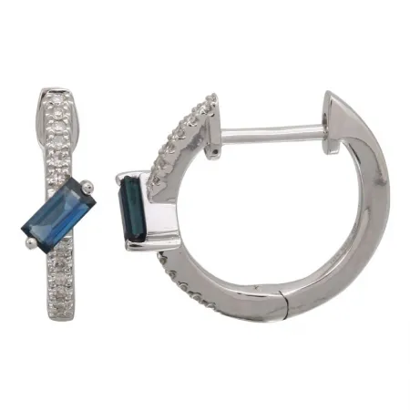 Diamond Huggies with Baguette Gemstone