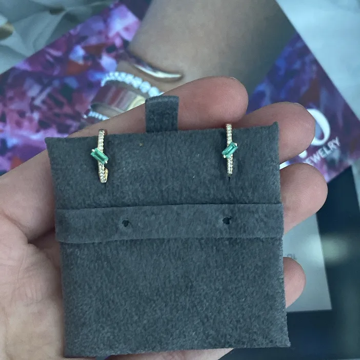 Diamond Huggies with Baguette Gemstone