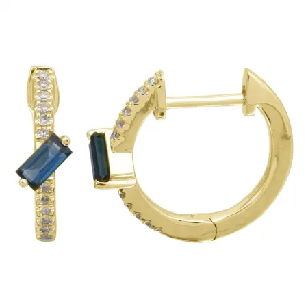 Diamond Huggies with Baguette Gemstone