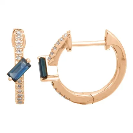 Diamond Huggies with Baguette Gemstone