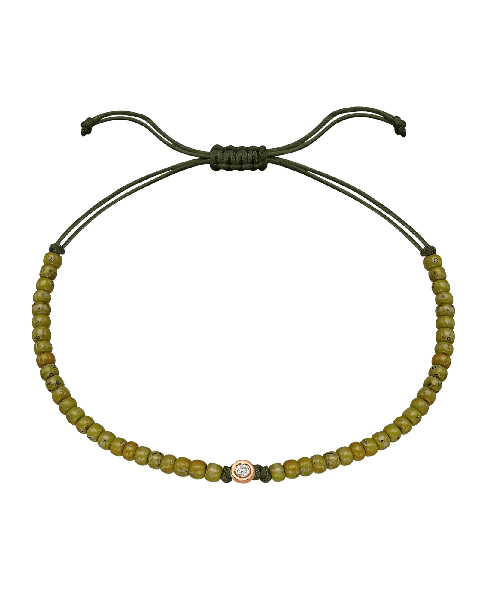 Dyed Green Malachite Beads String of Love - 14K Rose Gold