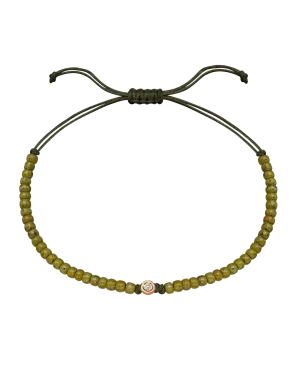Dyed Green Malachite Beads String of Love - 14K Rose Gold