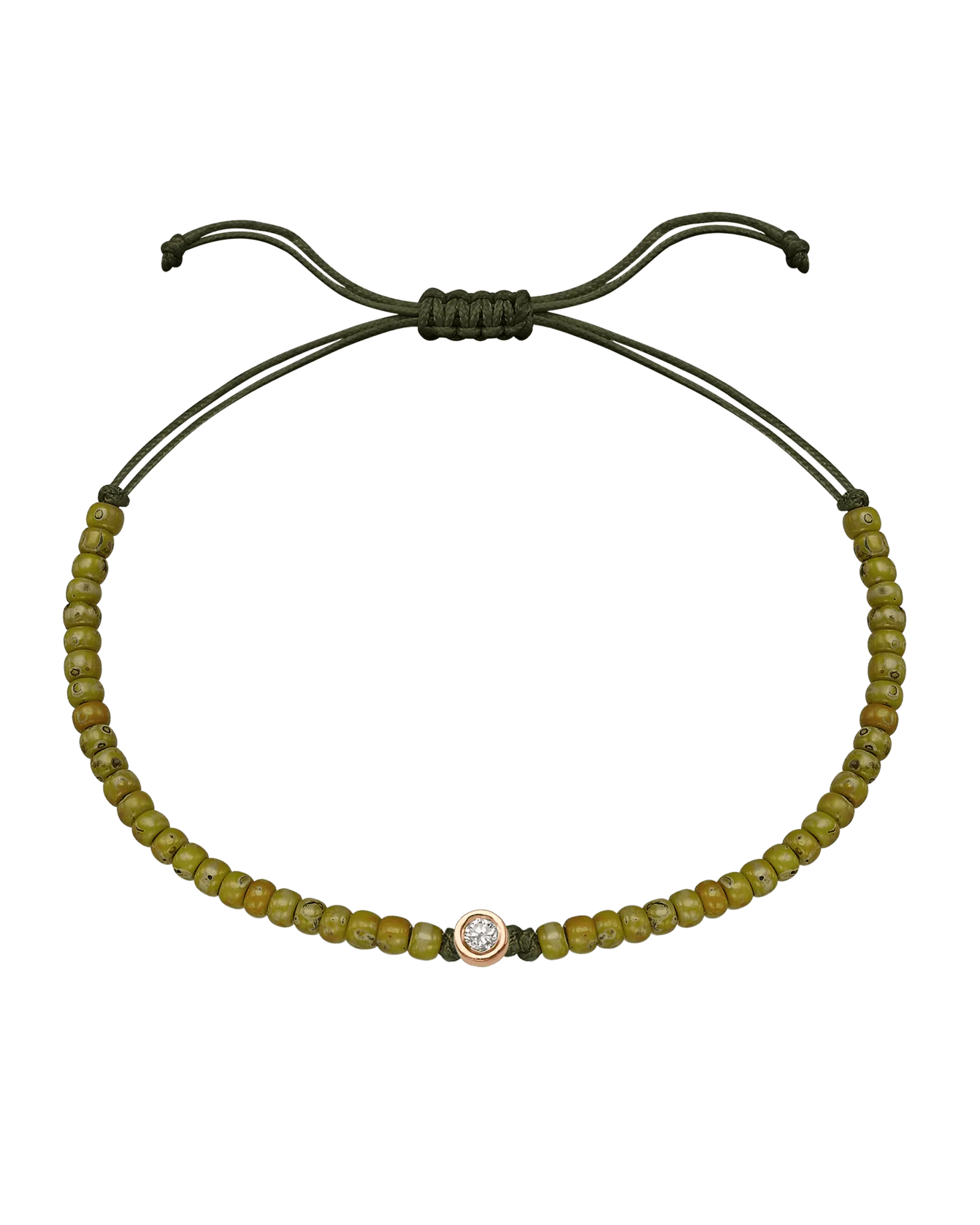 Dyed Green Malachite Beads String of Love - 14K Rose Gold