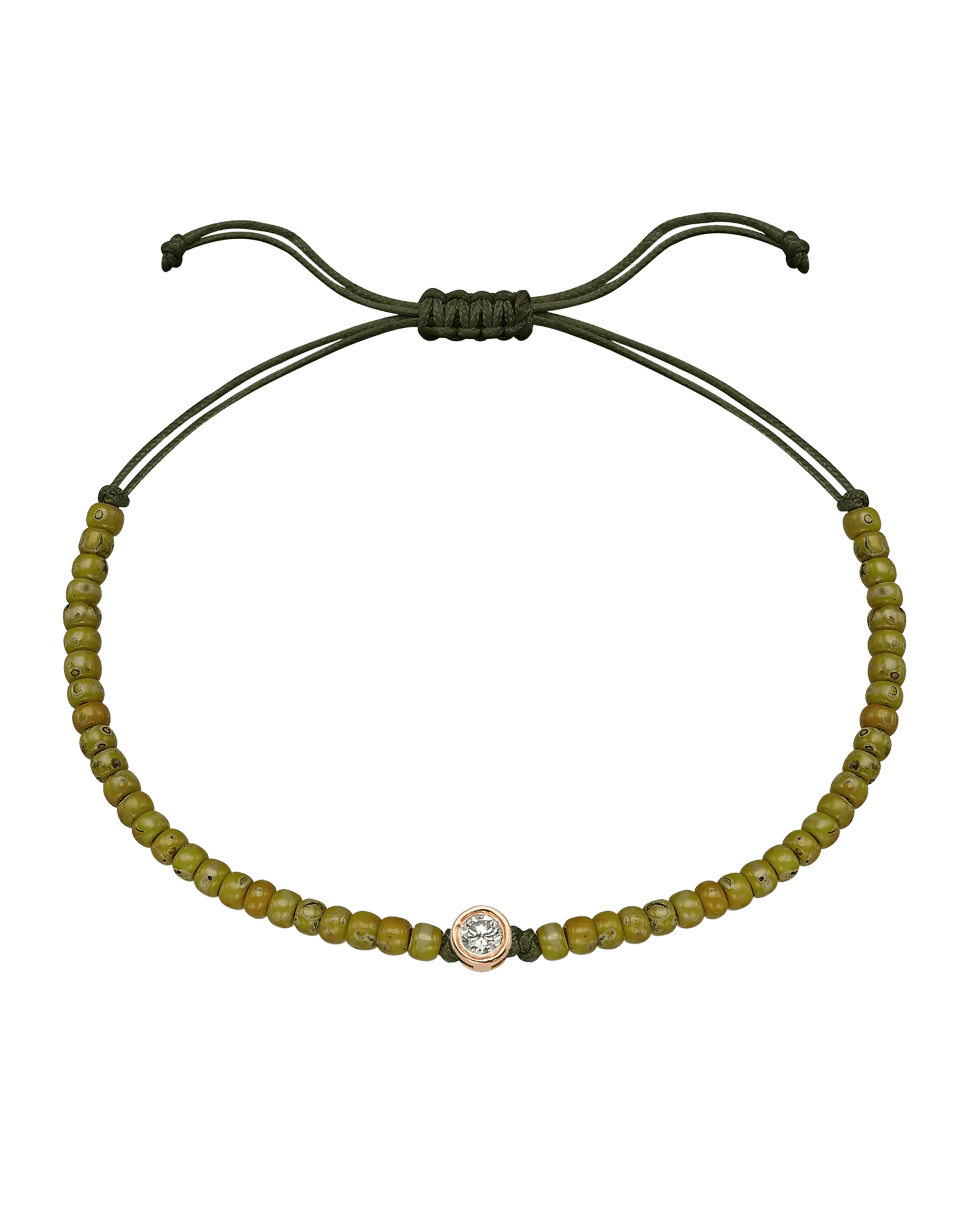 Dyed Green Malachite Beads String of Love - 14K Rose Gold