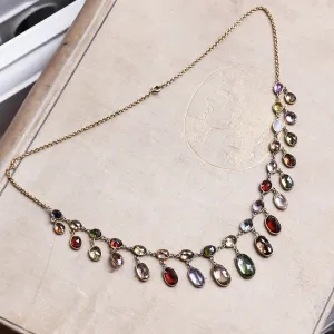 Edwardian "Harlequin" Multi-Stone Fringe Necklace