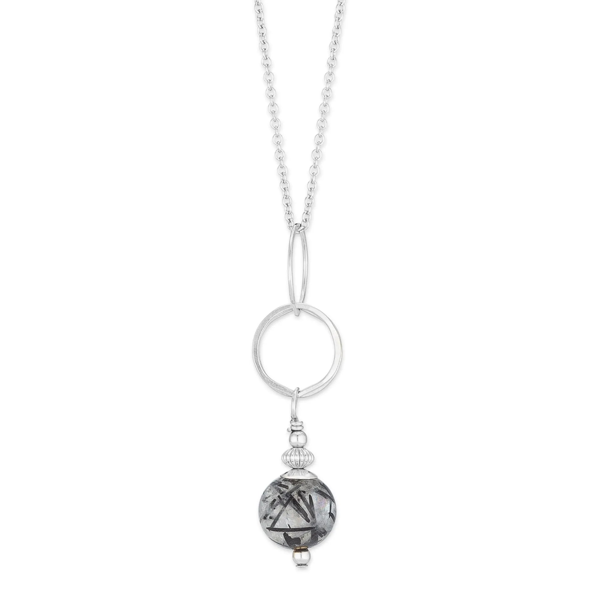 ella drop necklace with tourmilated quartz