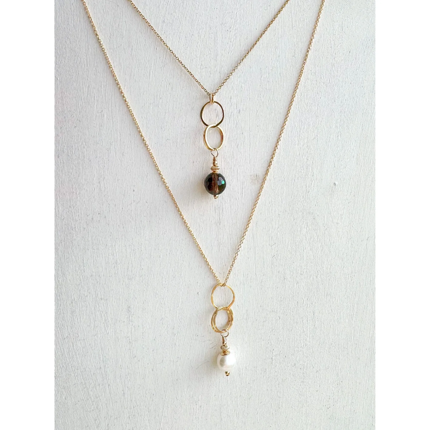 ella drop necklace with tourmilated quartz