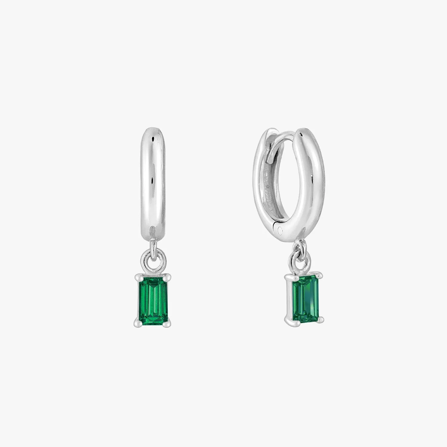 Emerald Baguette Hoop Earrings