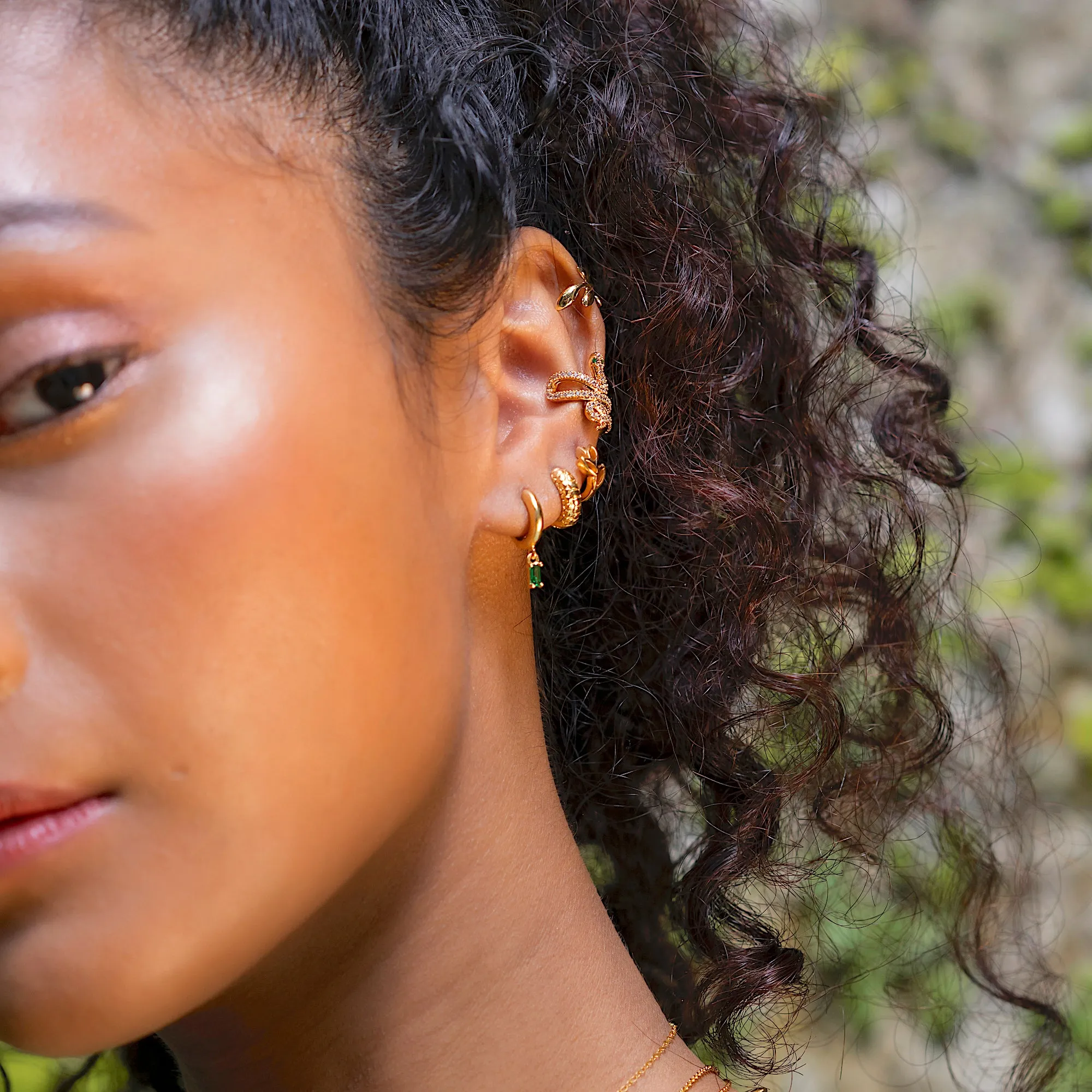 Emerald Baguette Hoop Earrings