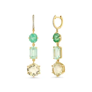 EMERALD, BERYL & CITRINE EARRINGS