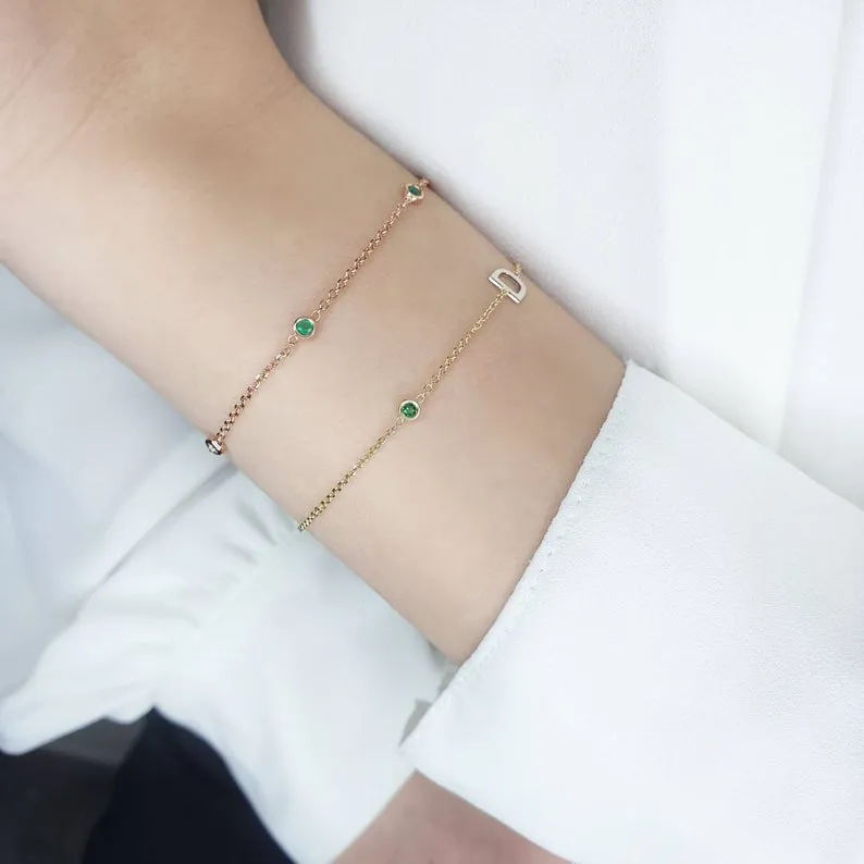 Emerald Bracelet With Letter D