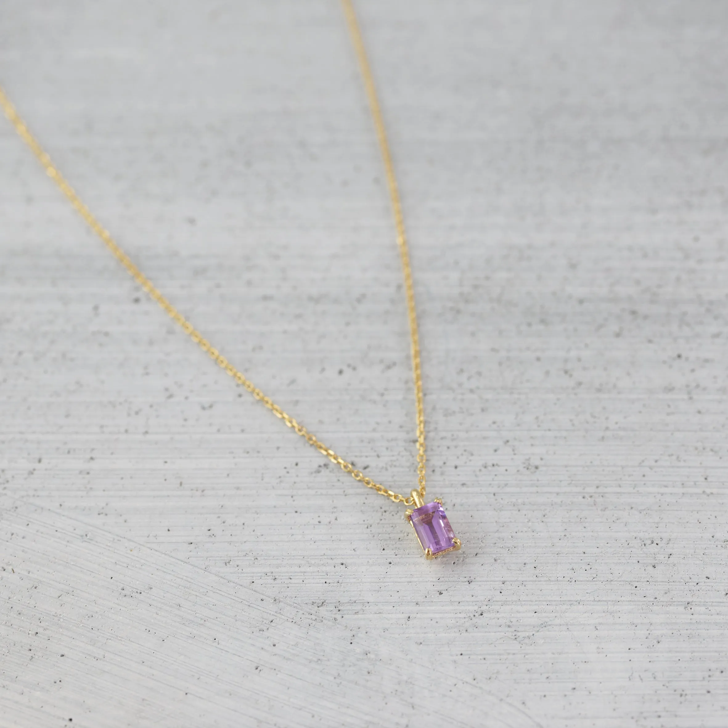 Emerald cut stone Necklace - 14K/ 18K Gold