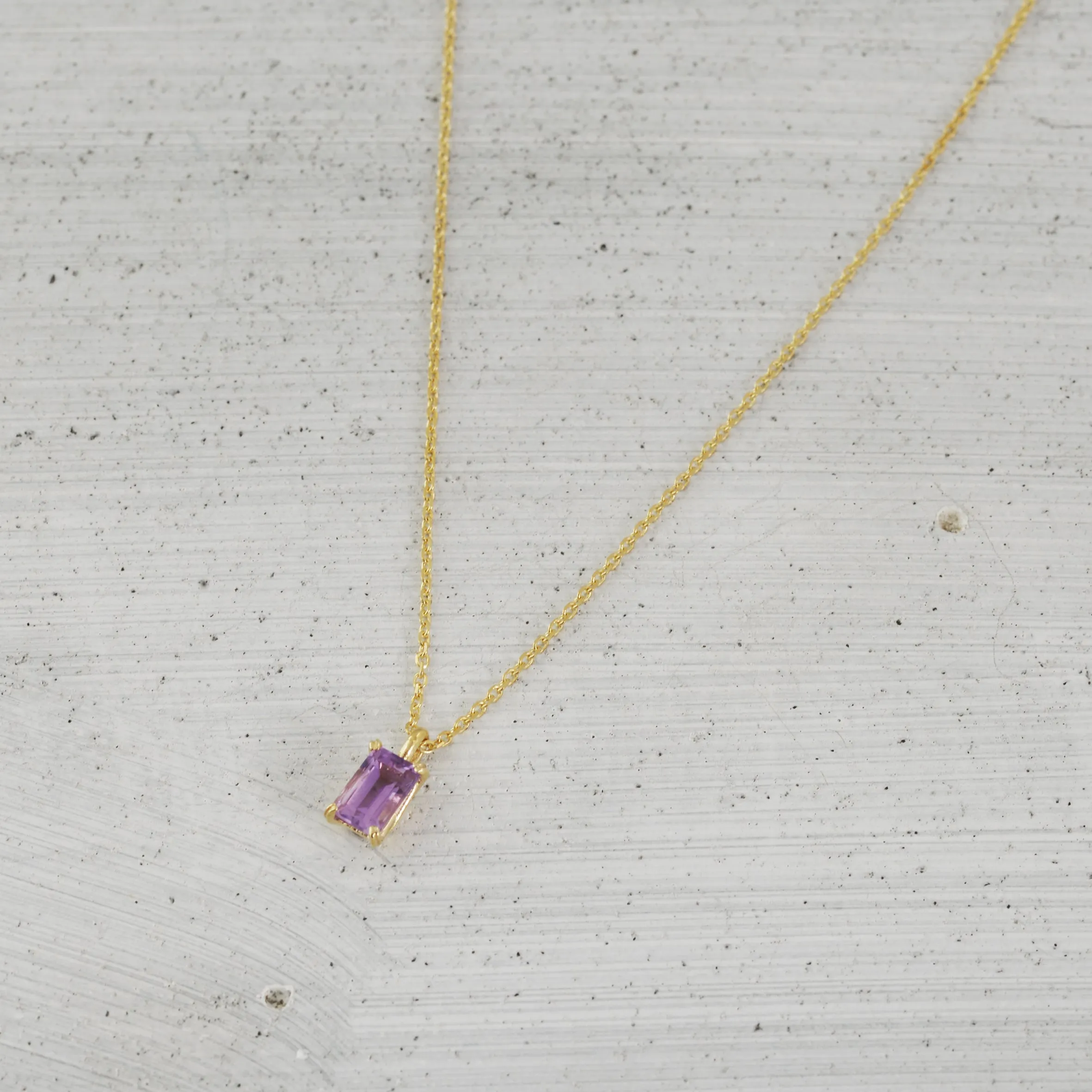 Emerald cut stone Necklace - 14K/ 18K Gold