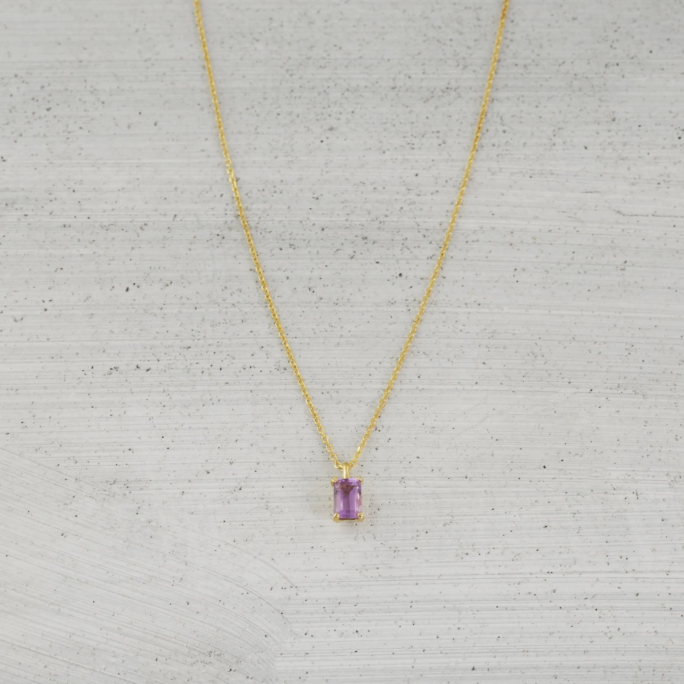 Emerald cut stone Necklace - 14K/ 18K Gold