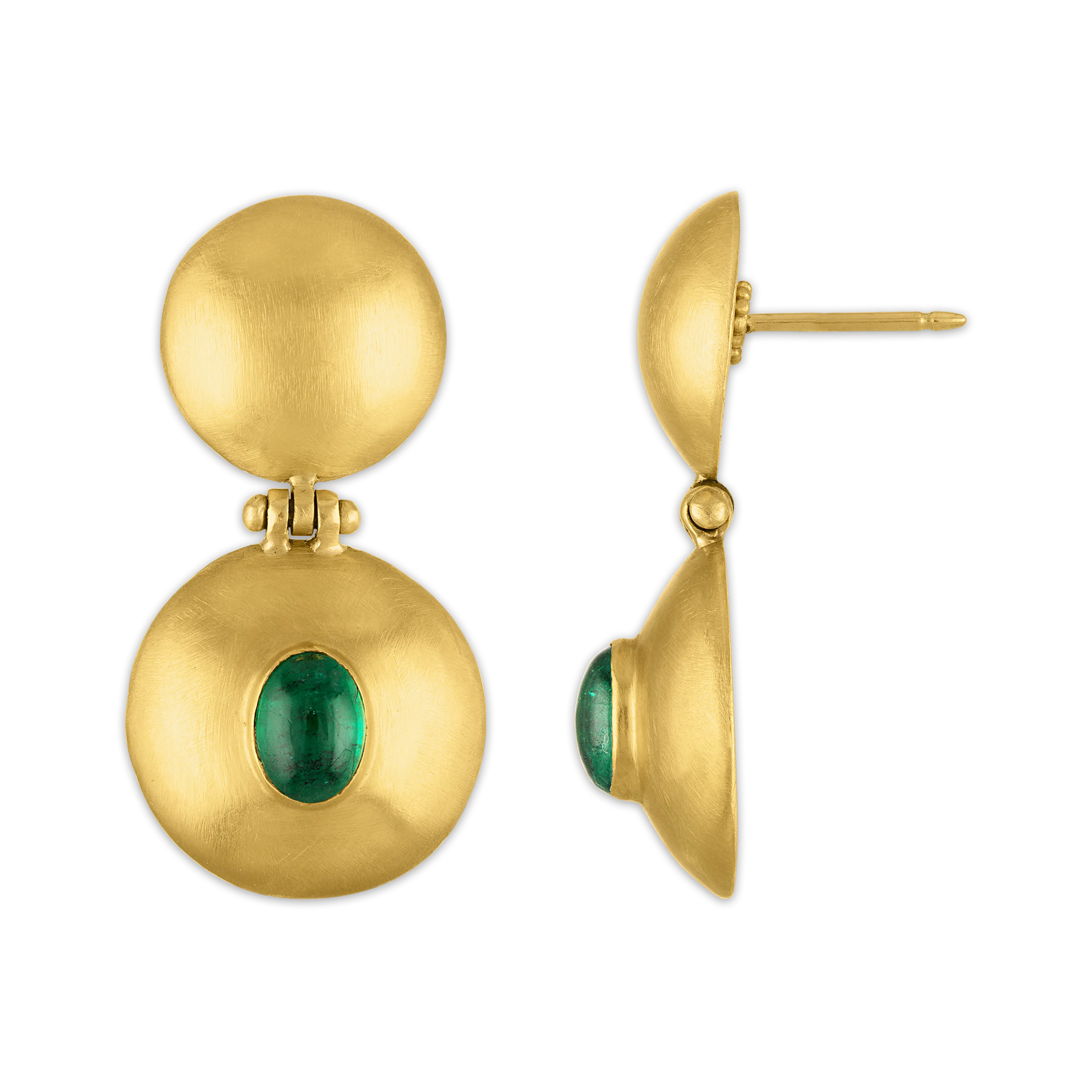 Emerald Double Dome Bulla Earrings