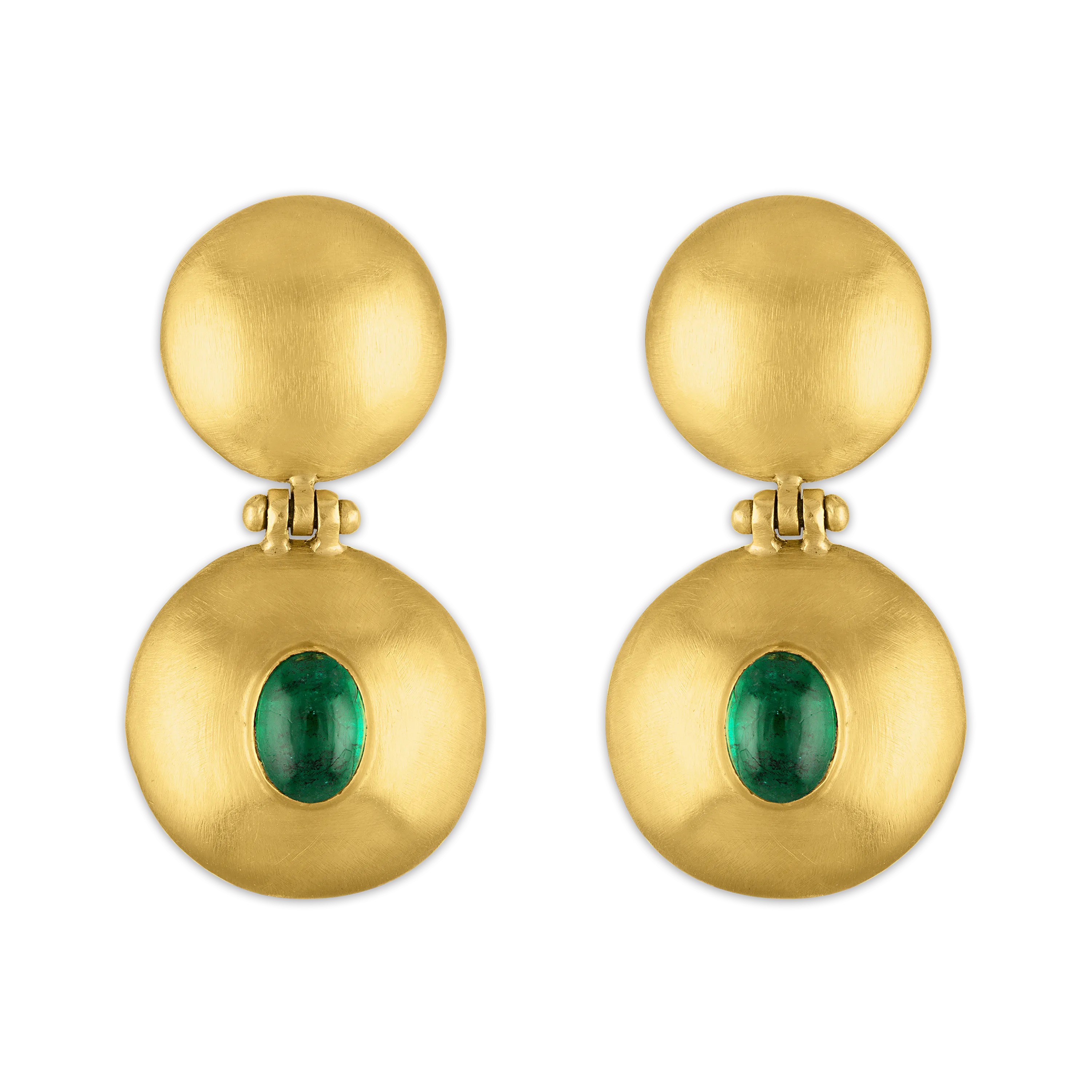 Emerald Double Dome Bulla Earrings