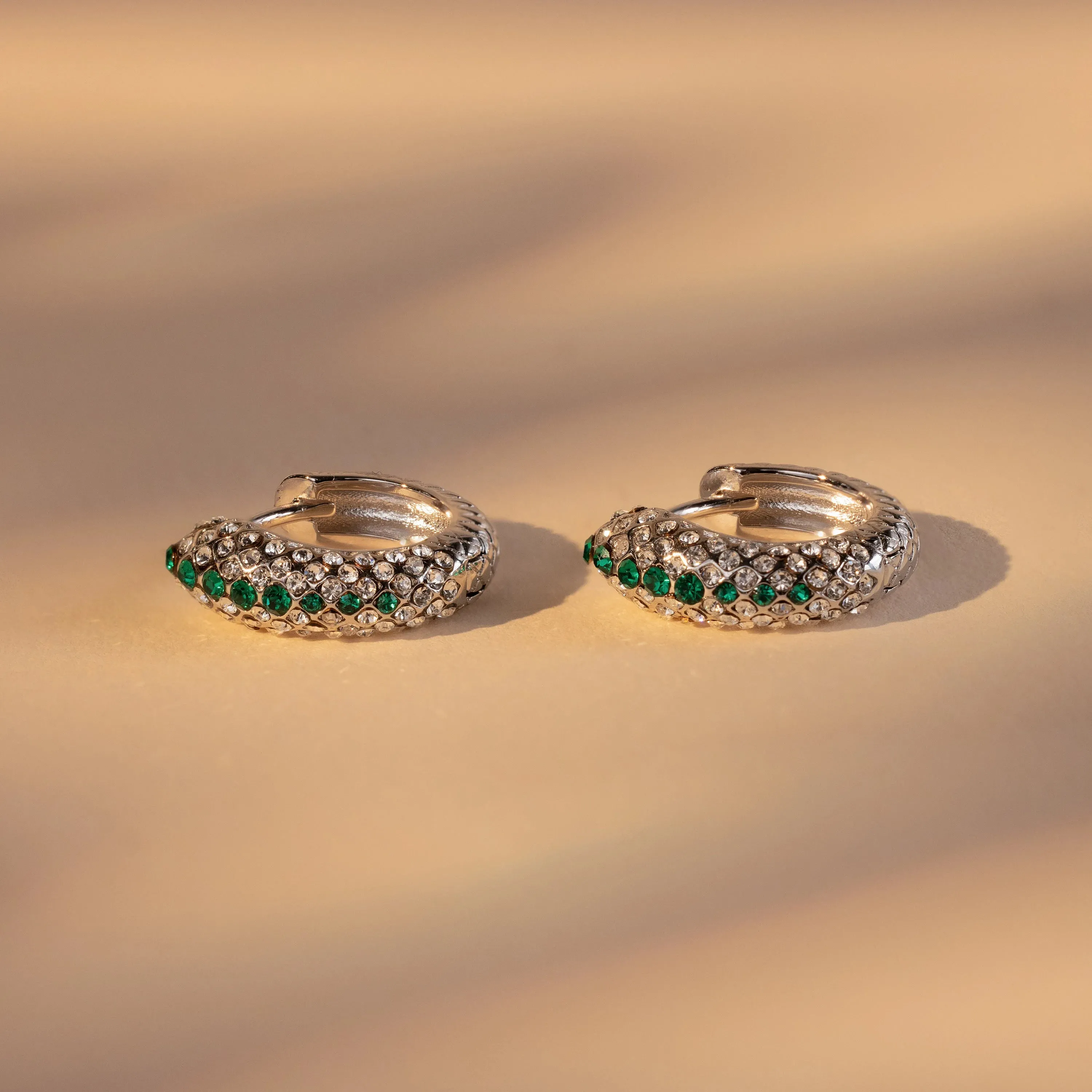 Emerald Pave Snake Hoops