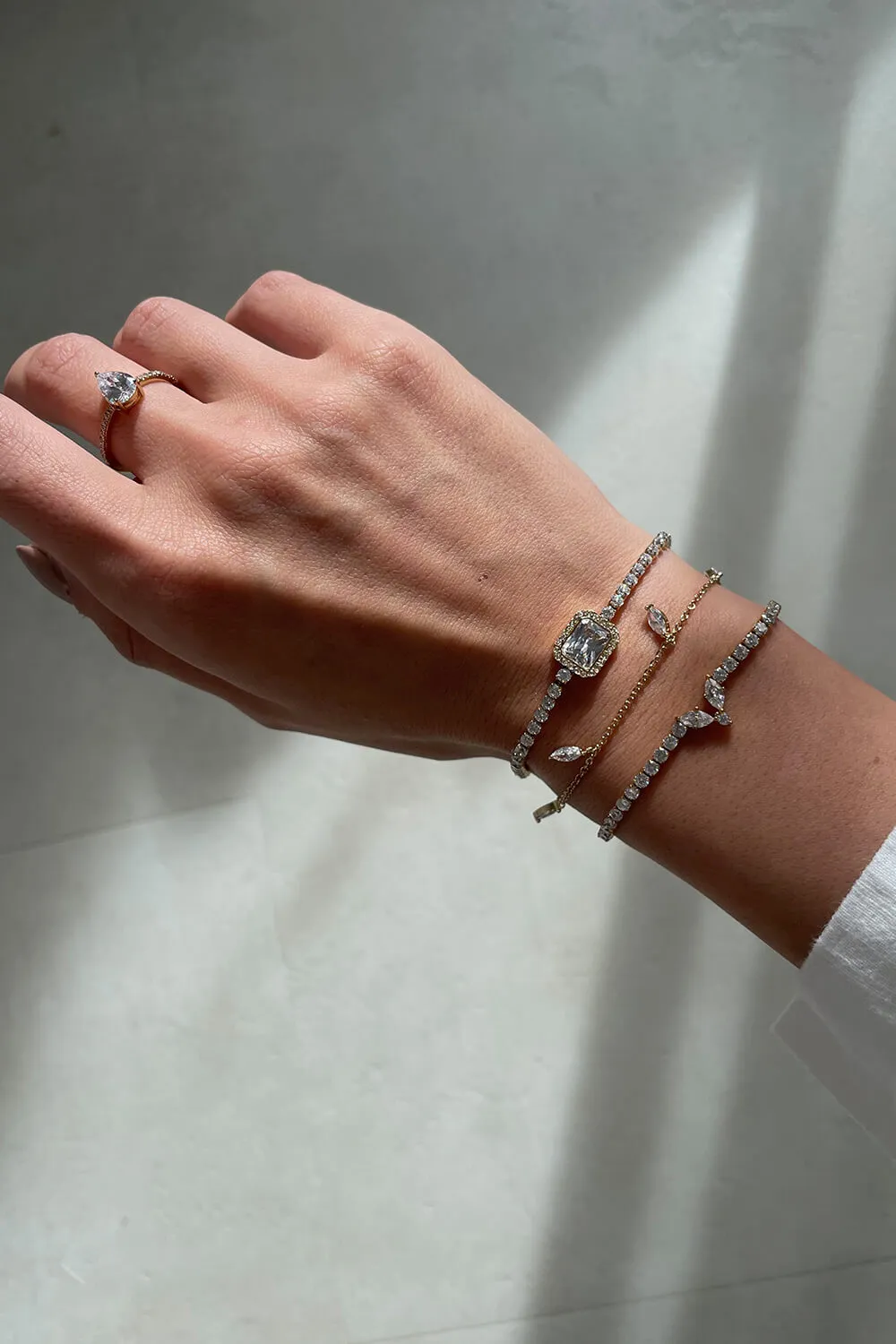 Emerald Tennis Bracelet 14K Gold Plated