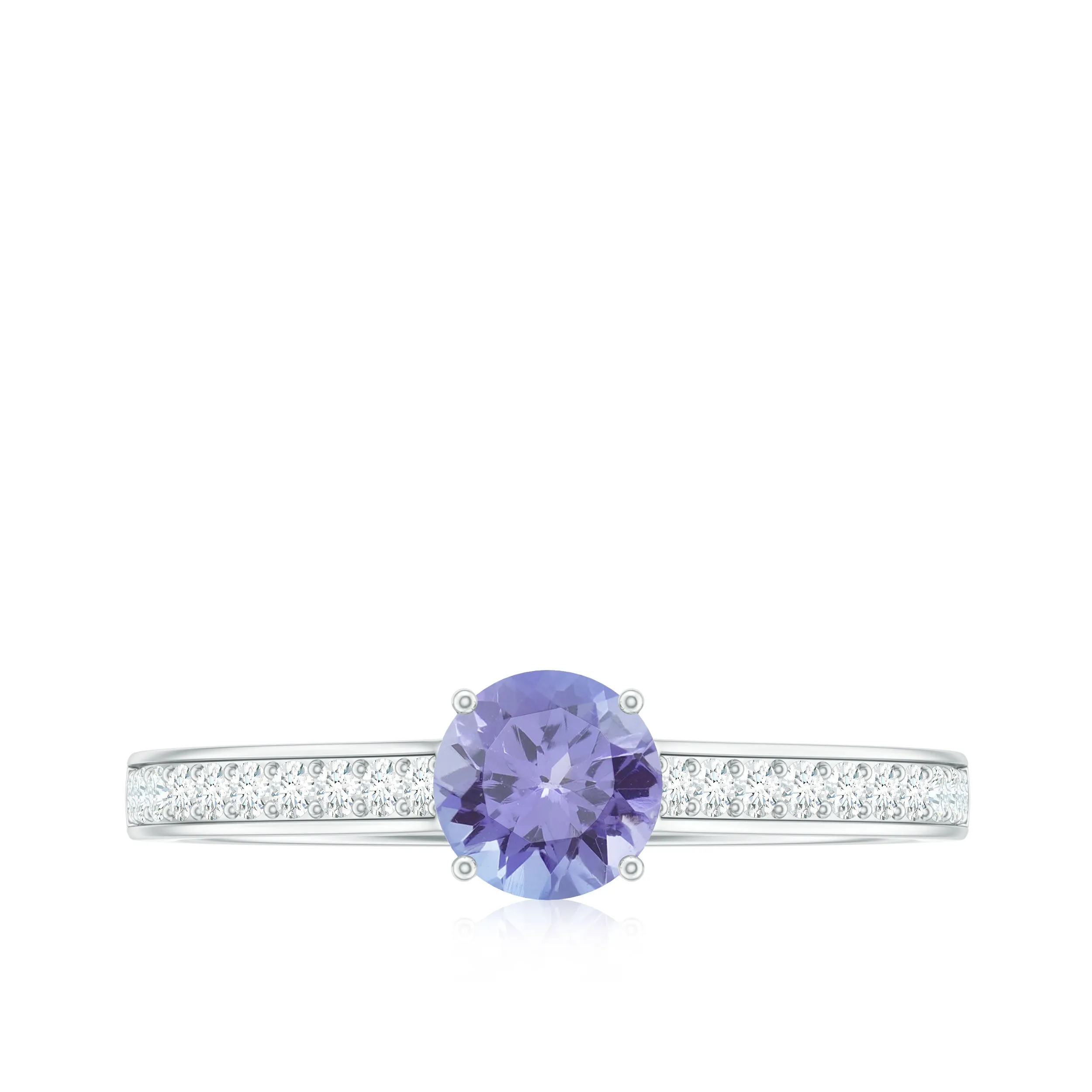 Engagement Ring with Tanzanite and Diamond Side Stones