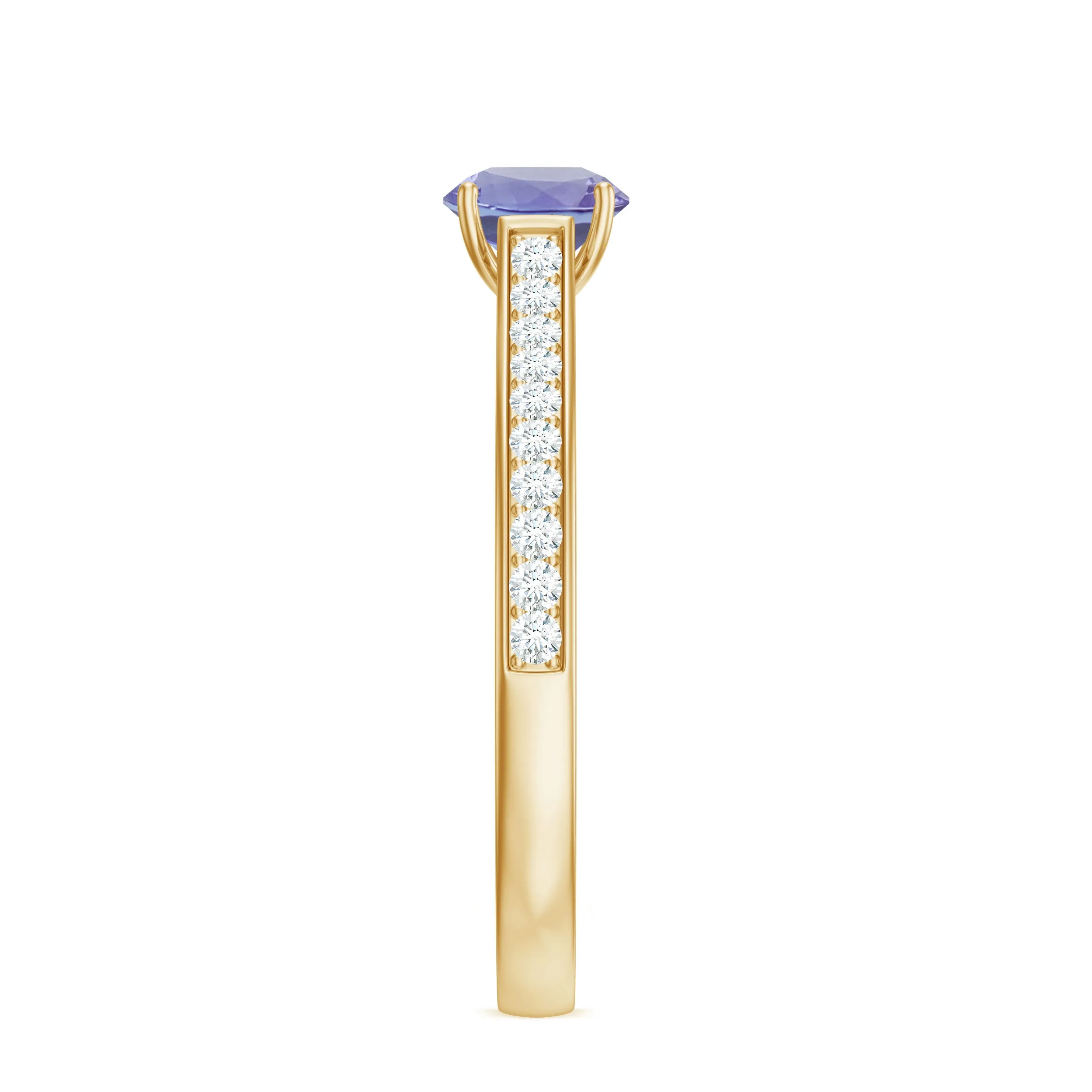 Engagement Ring with Tanzanite and Diamond Side Stones