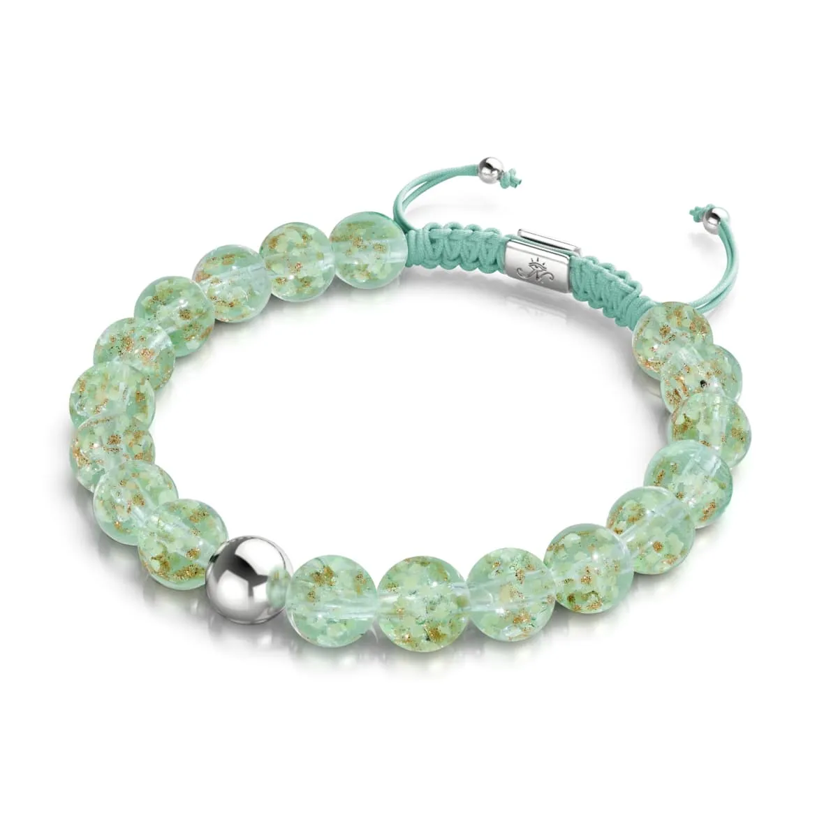 Evergreen | Silver | Firefly Glass Macrame Bracelet