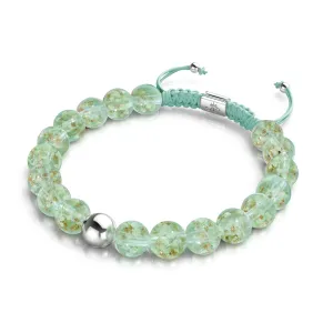 Evergreen | Silver | Firefly Glass Macrame Bracelet