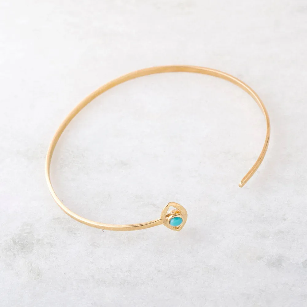 Evil Eye Turquoise Cuff in Sterling Silver or Gold Vermeil