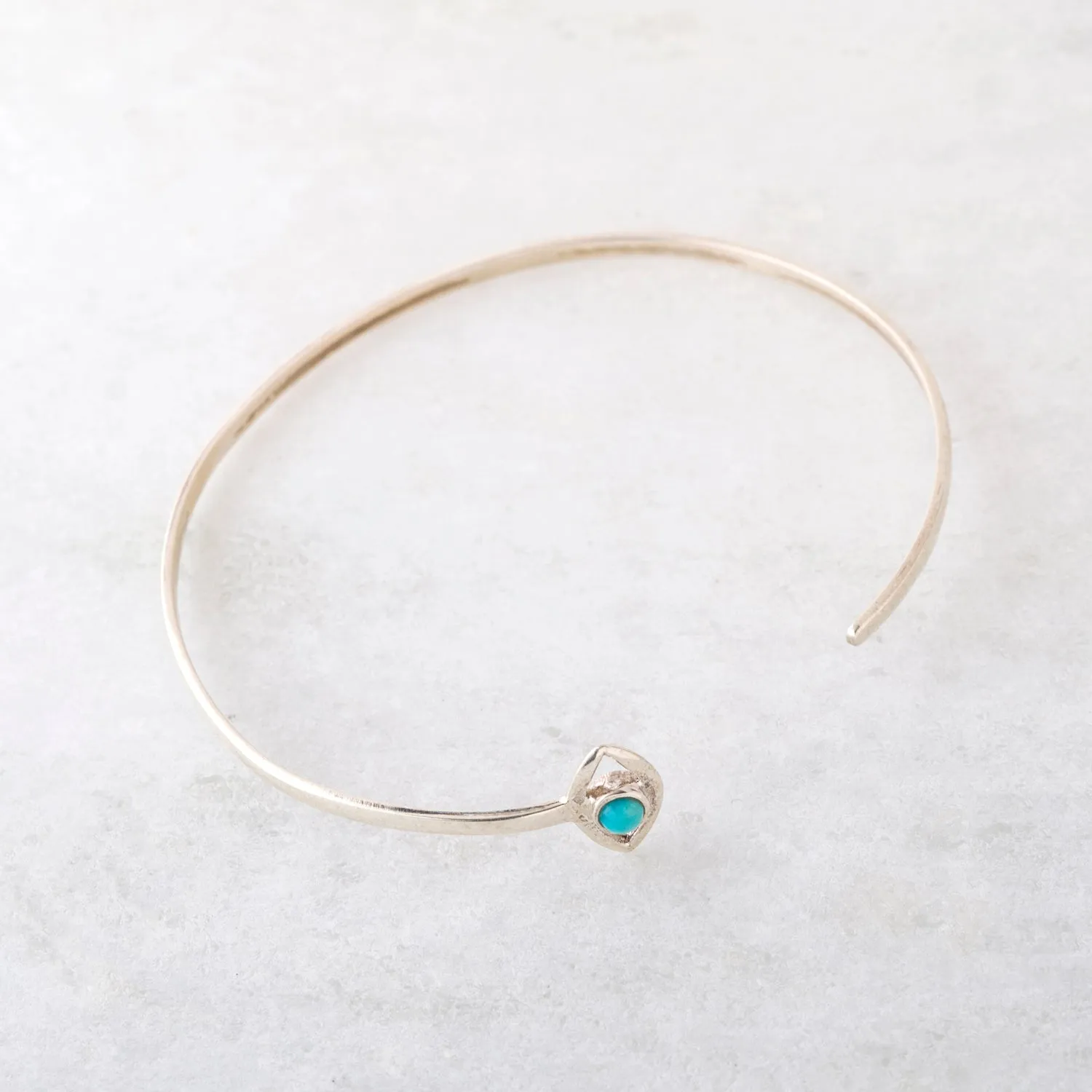 Evil Eye Turquoise Cuff in Sterling Silver or Gold Vermeil