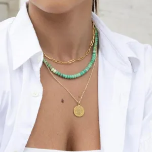 Faceted Chrysoprase Gemstone Necklace