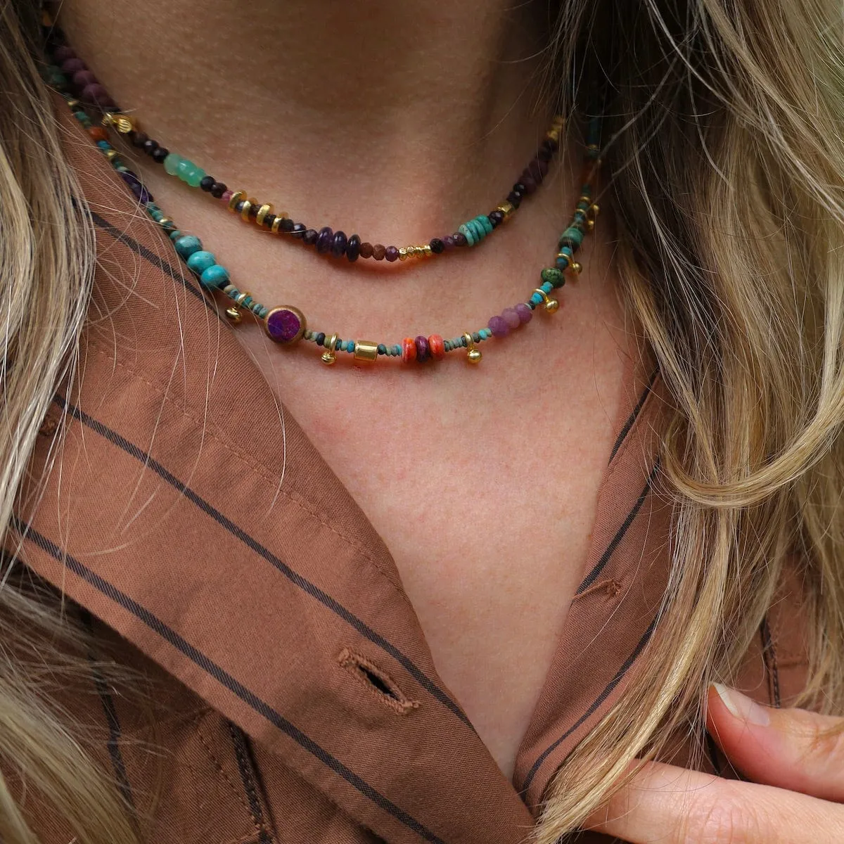 Ferris Wheel Necklace in Gold & Ruby