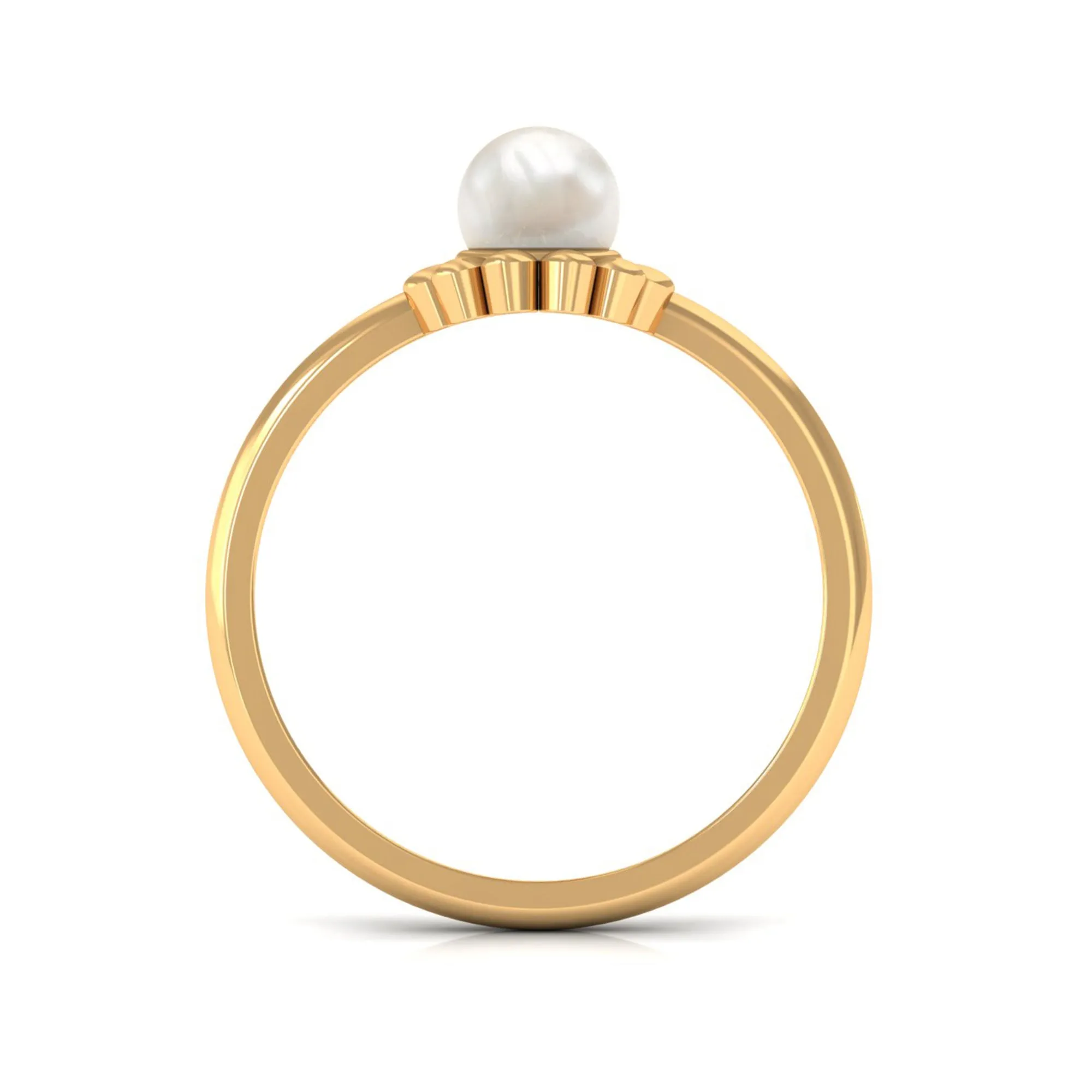 Floral Gold Freshwater Pearl Solitaire Engagement Ring