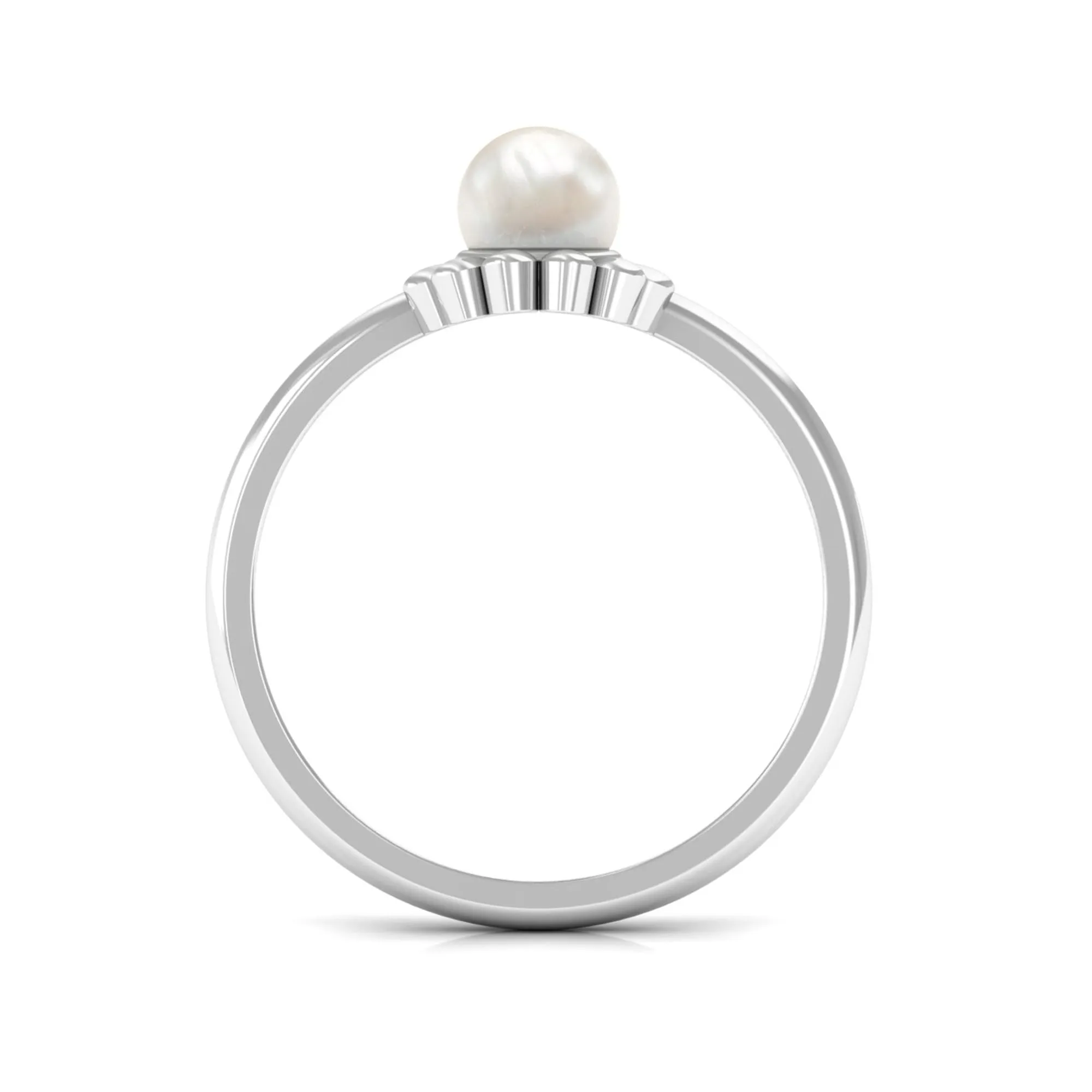 Floral Gold Freshwater Pearl Solitaire Engagement Ring