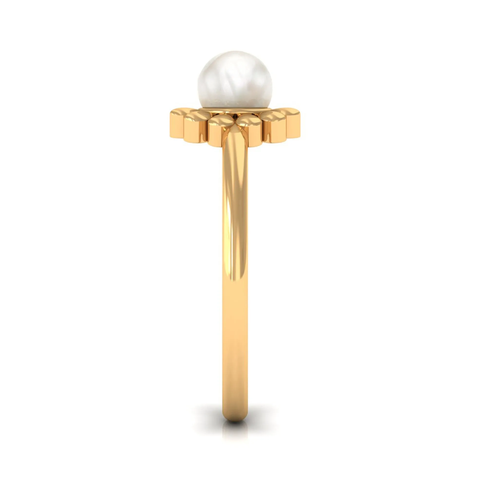 Floral Gold Freshwater Pearl Solitaire Engagement Ring