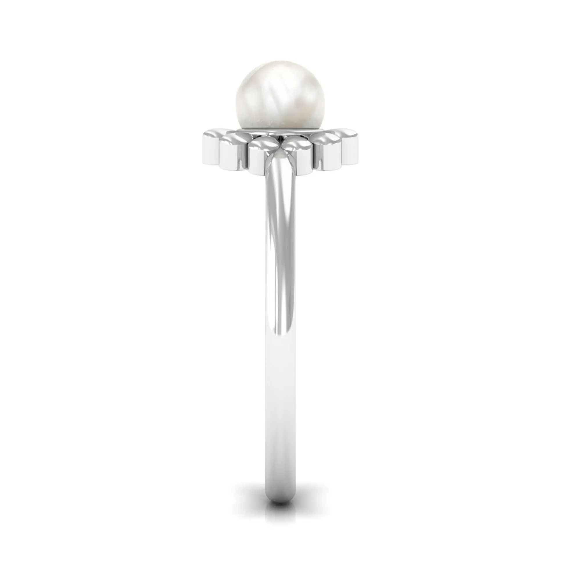 Floral Gold Freshwater Pearl Solitaire Engagement Ring