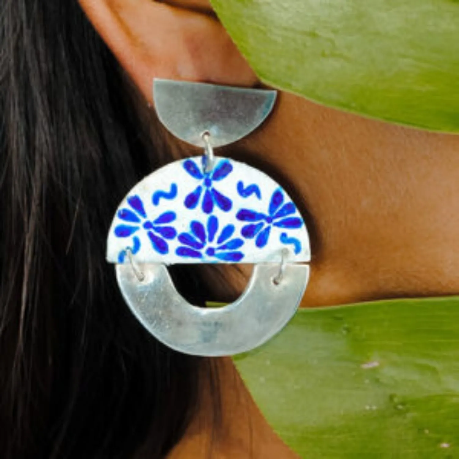 Flower Cluster Earrings | Silver Jewellery | Hand Painted | Dazzling