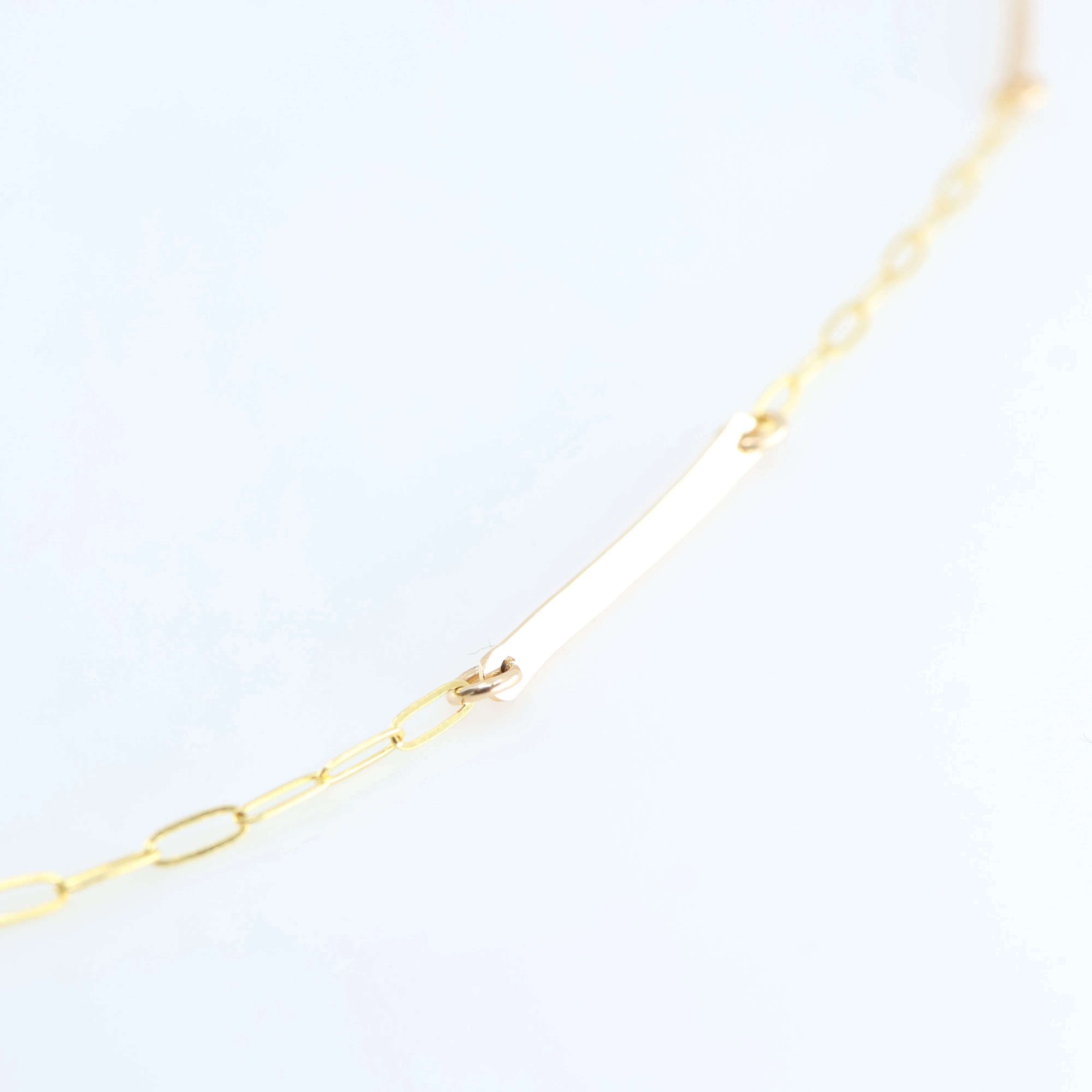 Forged Bar and Paperclip Chain Necklace with Lapis Lazuli Accent