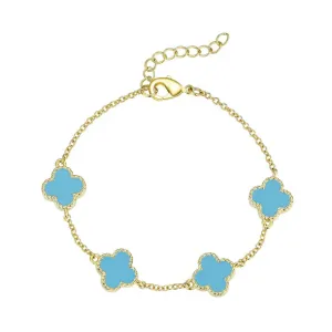 Four Leaf Clover Bracelet - Turquoise